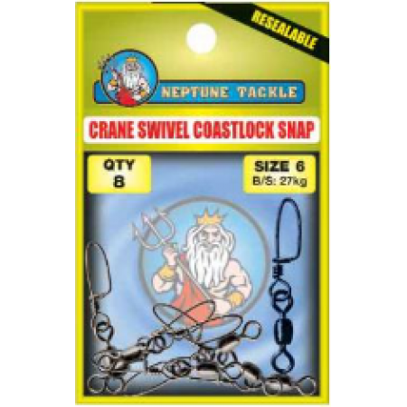 Neptune Tackle - Black Crane Swivel with coastlock snap